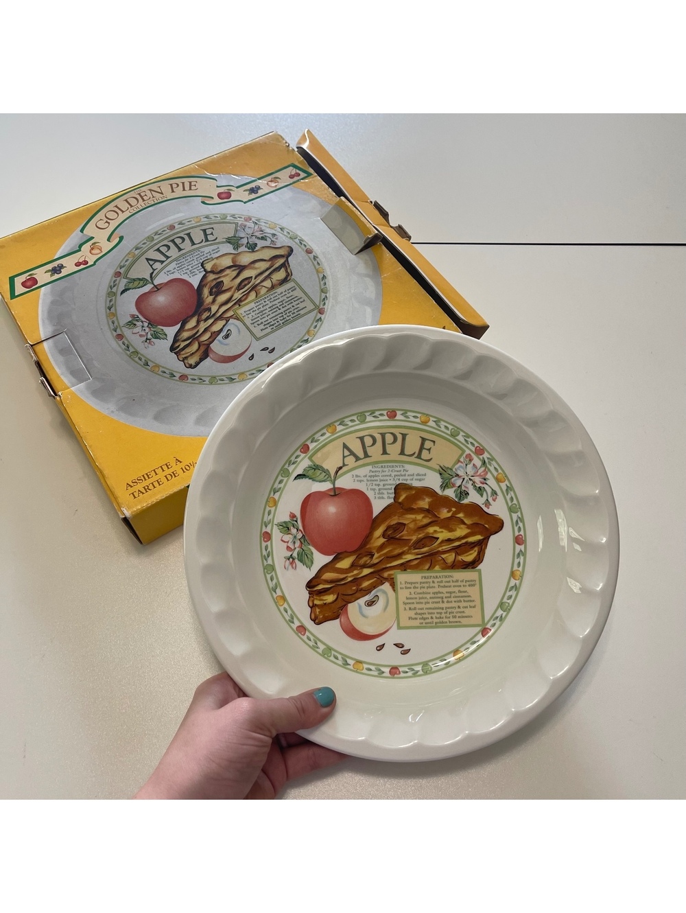 Vintage Himark Golden Pie Apple Pie Recipe 10.5in Pie Plate